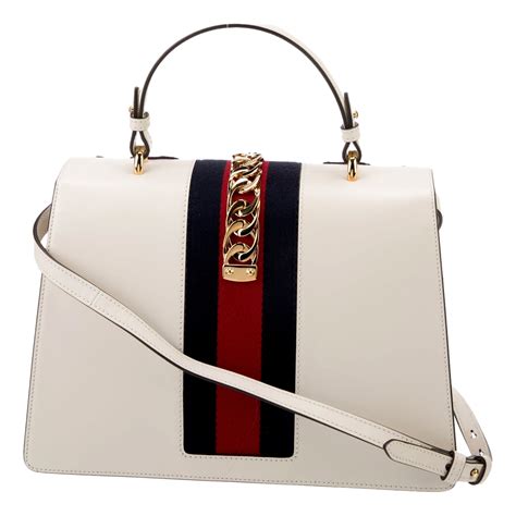 gucci sylvie embroidered|Gucci Sylvie Embroidered Off White Medium Top Handle Bag.